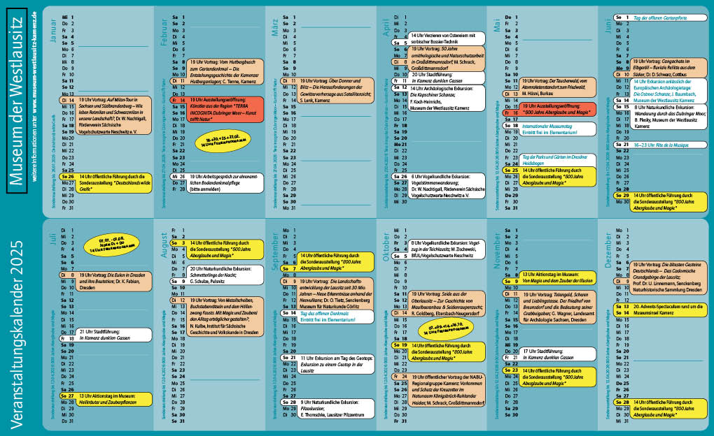 Veranstaltungskalender des Museums der Westlausitz2025